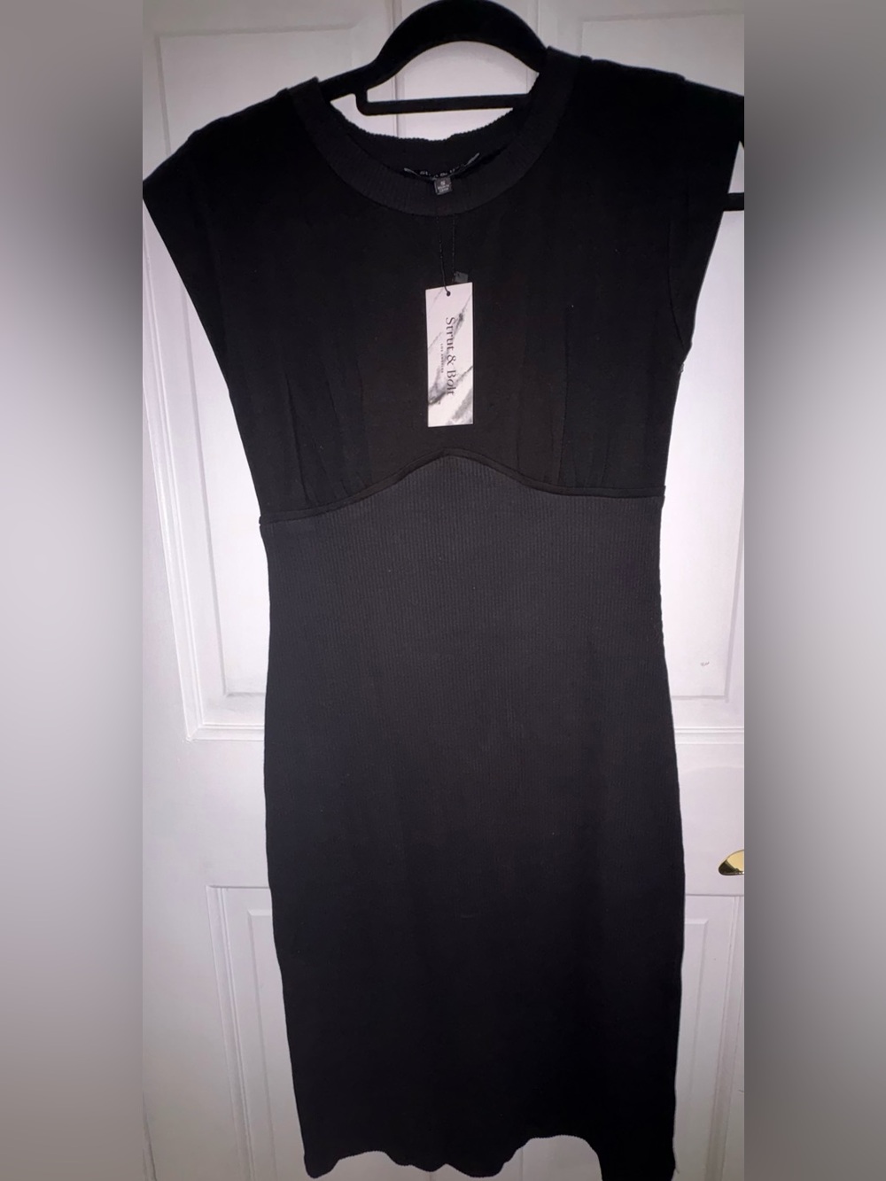 Smythe & Birch Black Midi Dress with Ribbed Waist